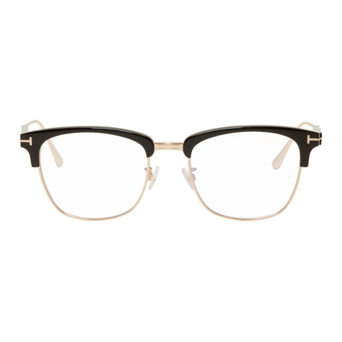 Photo: Tom Ford Black Blue Block Shiny Browline Glasses