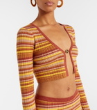 Bananhot Ann ribbed-knit striped cropped cardigan