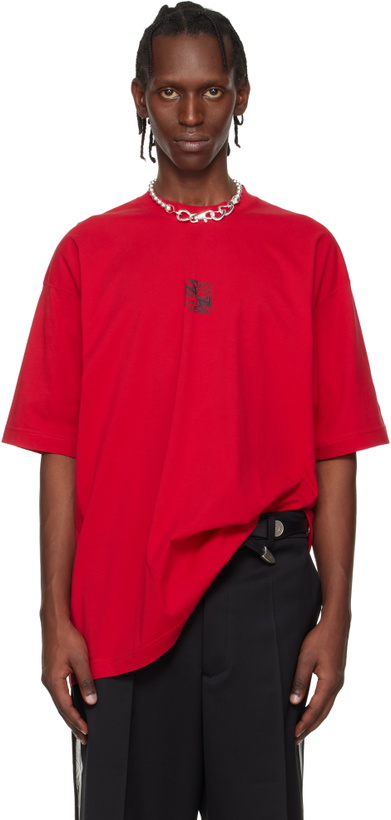 Photo: VETEMENTS Red Biker Cross Logo T-shirt