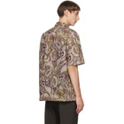 Dries Van Noten Purple and Gold Six Button Short Sleeve Shirt