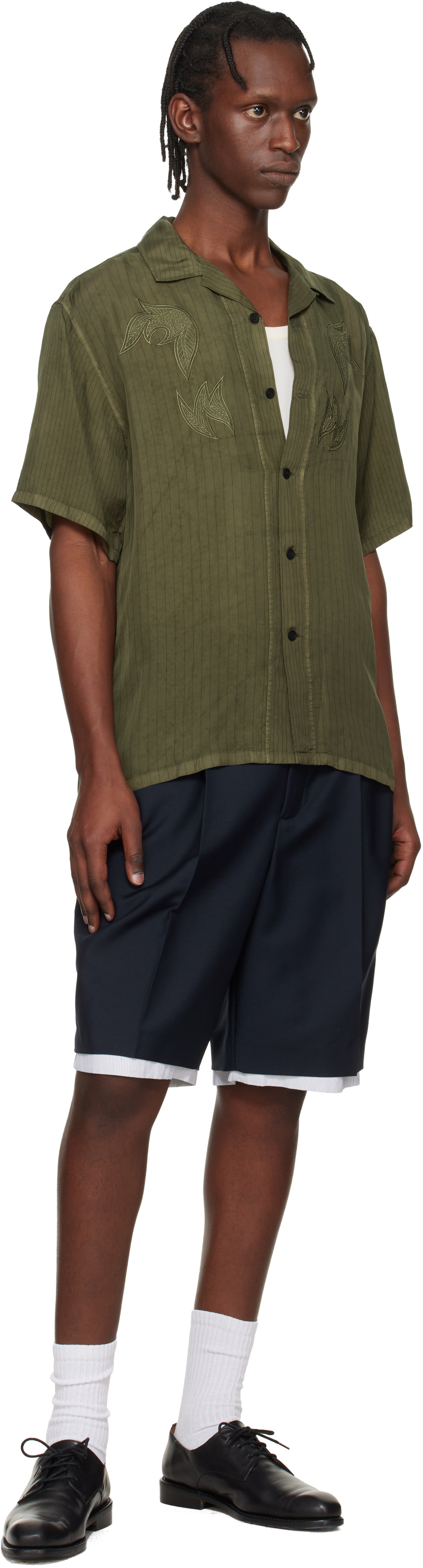 Toga Virilis Khaki Cupra Stripe S/S Shirt