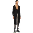 Rick Owens Black Wool Snap Long Cardigan