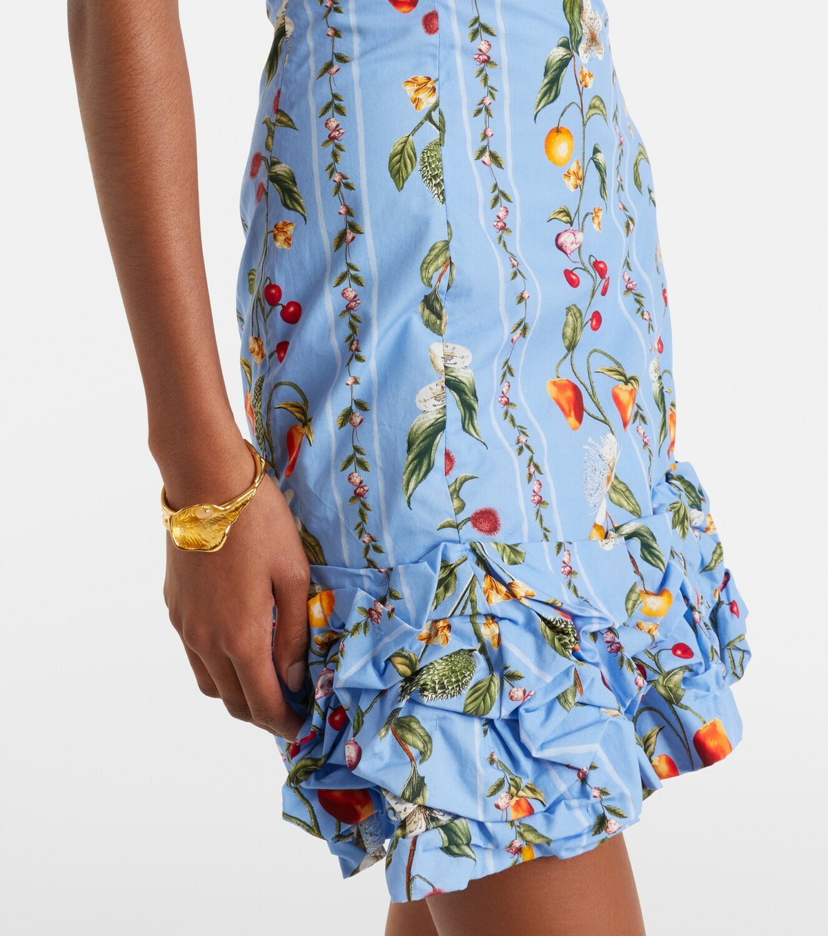 Agua by Agua Bendita Jardin printed off-shoulder cotton minidress