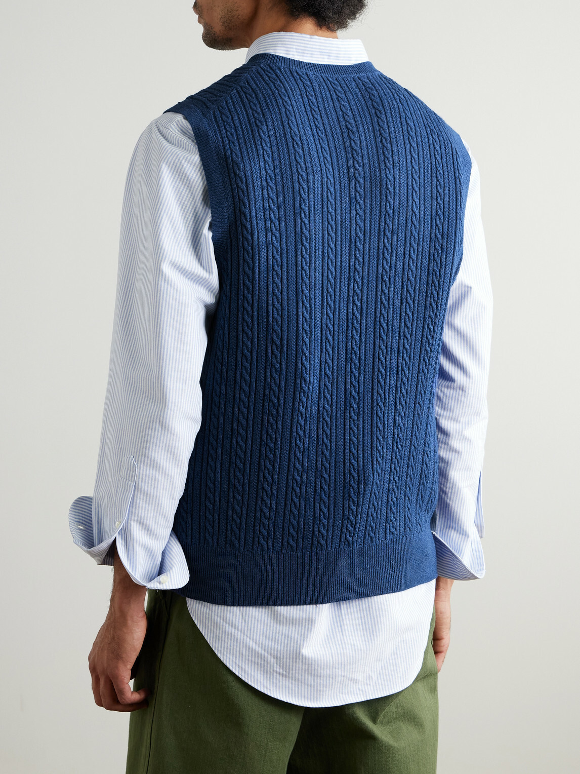 Polo Ralph Lauren - Logo-Embroidered Cable-Knit Cotton Vest - Blue