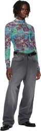 LU'U DAN Multicolor Masked Mesh Turtleneck