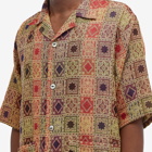 Needles Men's Jacquard Cabana Vacation Shirt in Rust/Navy/Green