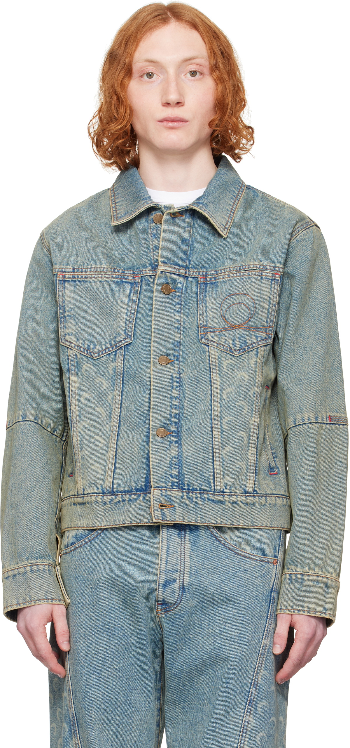 Marine Serre Blue Moon Laser Denim Trucker Jacket