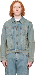 Marine Serre Blue Moon Laser Denim Trucker Jacket