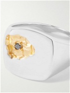 Tom Wood - Mined Large Rhodium and Gold-Plated Diamond Signet Ring - Silver