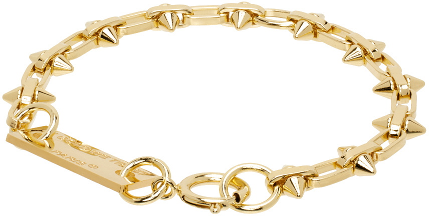 IN GOLD WE TRUST PARIS SSENSE Exclusive Gold Gold Thin Spike Bracelet