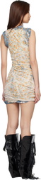 Diesel Off-White & Navy Layered Floral X-Ray Effect Minidress