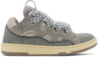 Lanvin Gray Leather Curb Sneakers