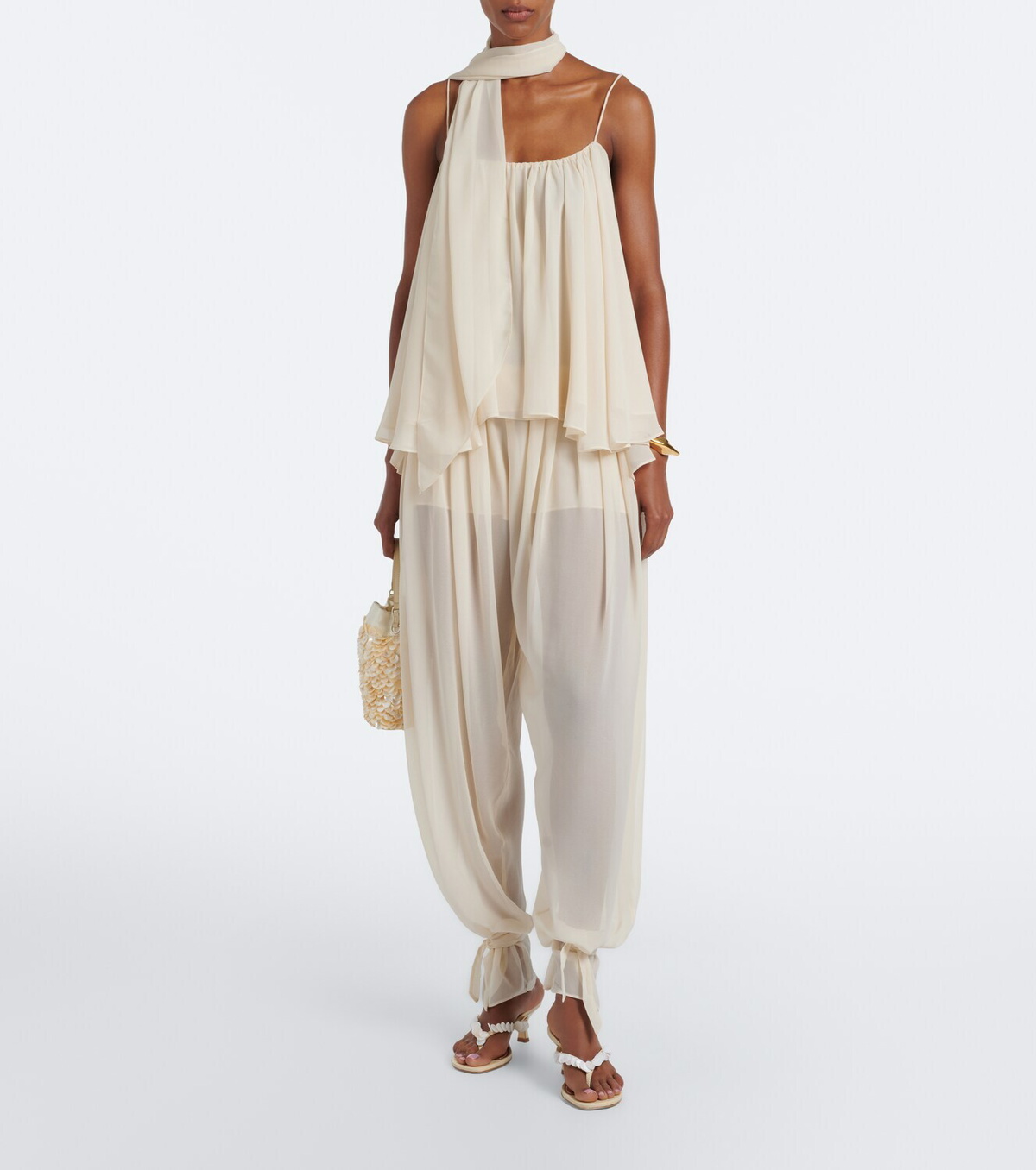 Staud Freja embellished leather thong sandals