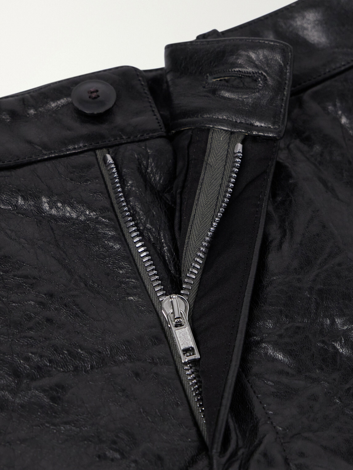 Rick Owens - Straight-Leg Full-Grain Leather Shorts - Black