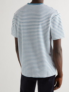 Mr P. - Striped Crochet-Effect Cotton-Blend Jersey T-Shirt - Blue