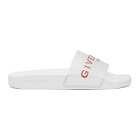 Givenchy White and Red Logo Slides