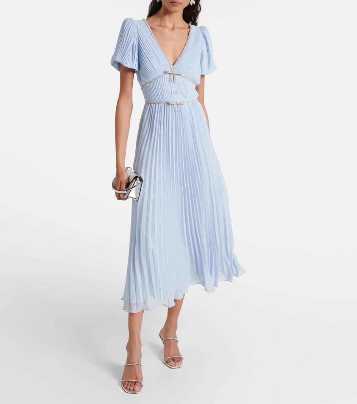 Self-Portrait Crystal-embellished chiffon midi dress Self-Portrait