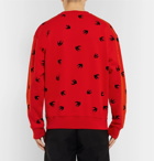 McQ Alexander McQueen - Flocked Loopback Cotton-Jersey Sweatshirt - Men - Red
