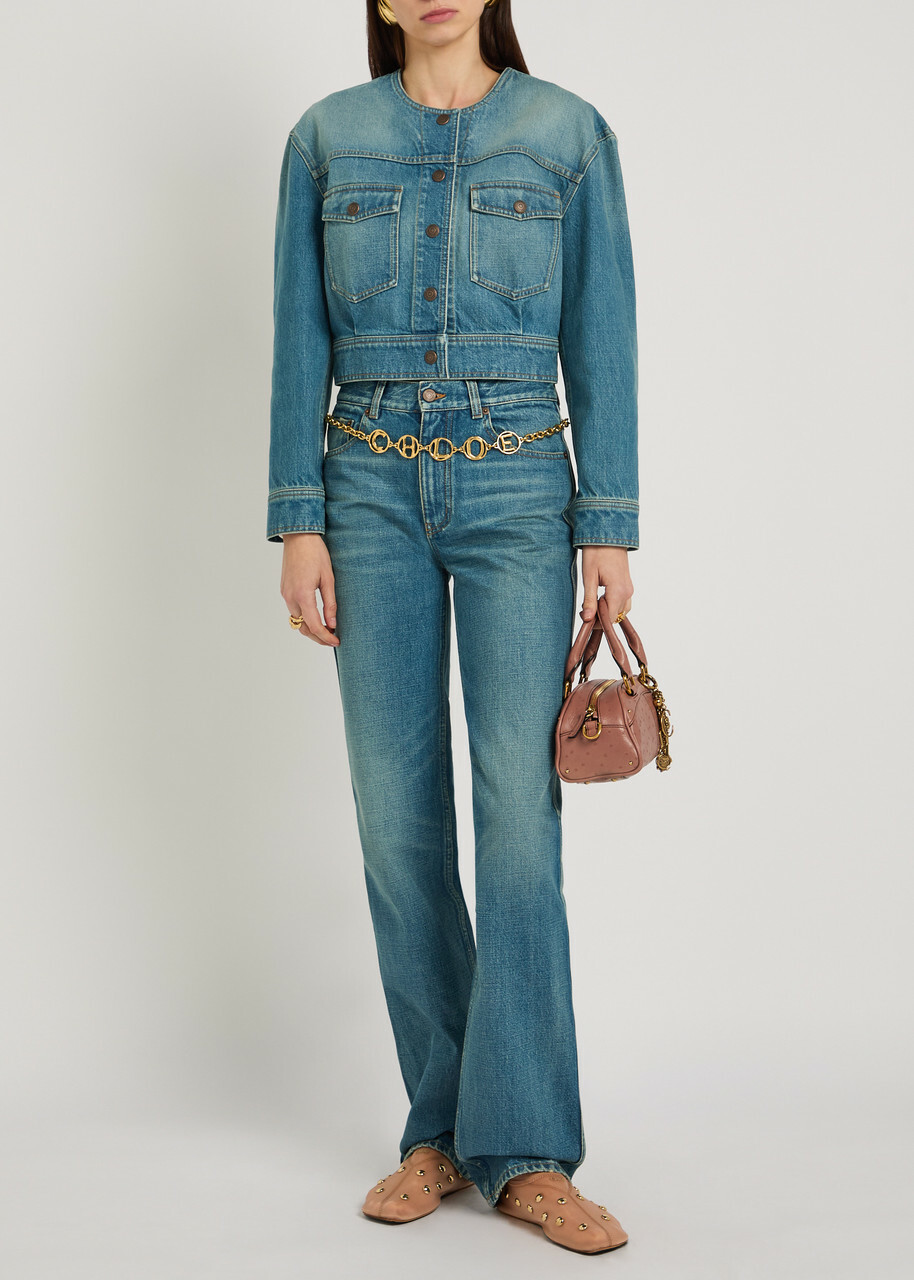 Chloe Cropped Denim Jacket Blue