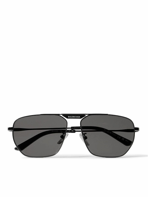 Photo: Balenciaga - Tag 2.0 Aviator-Style Gunmetal-Tone Sunglasses