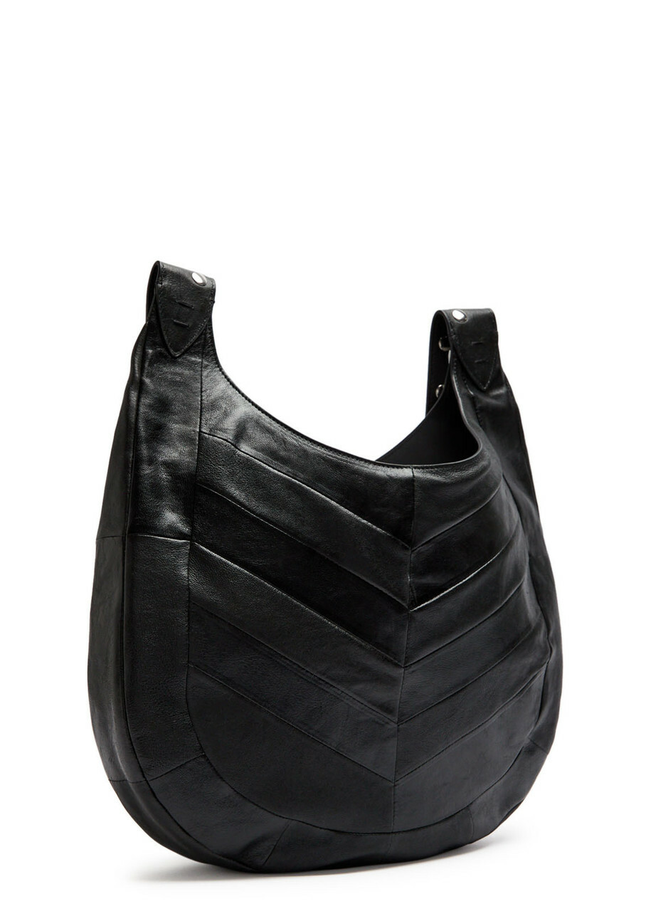 Valentino Logo-plaque Chevron Leather Hobo bag - Black - One Size