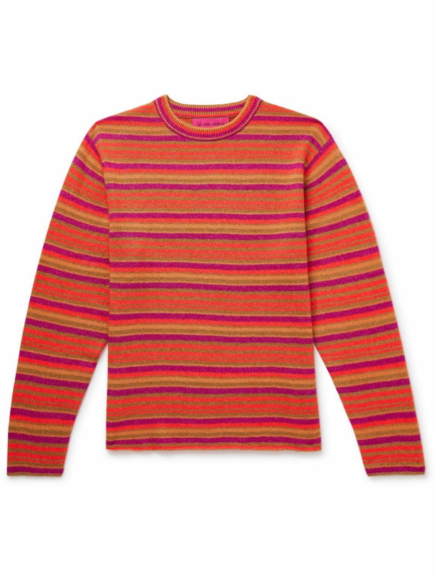 Photo: The Elder Statesman - Striped Cashmere and Cotton-Blend Sweater - Red