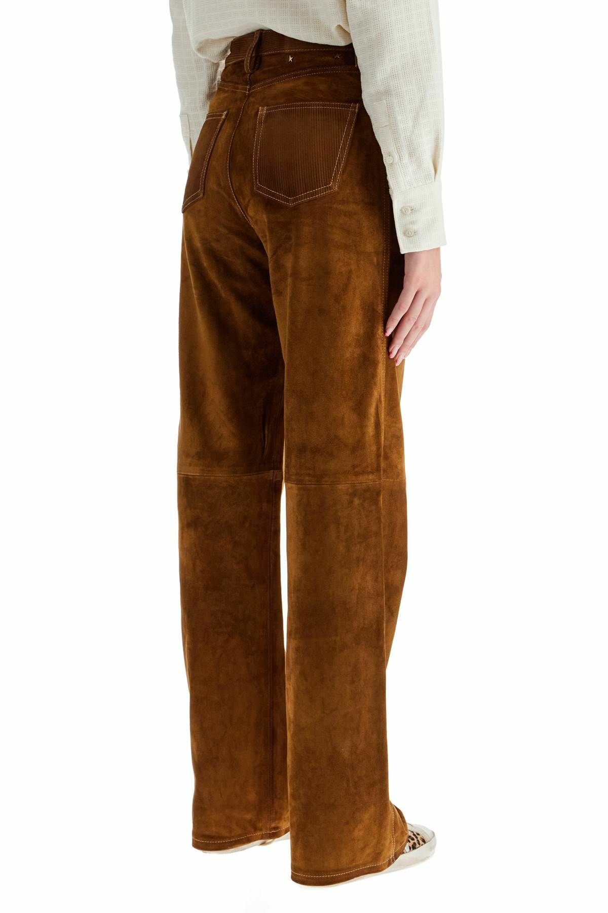 GOLDEN GOOSE suede leather pants for men Brown