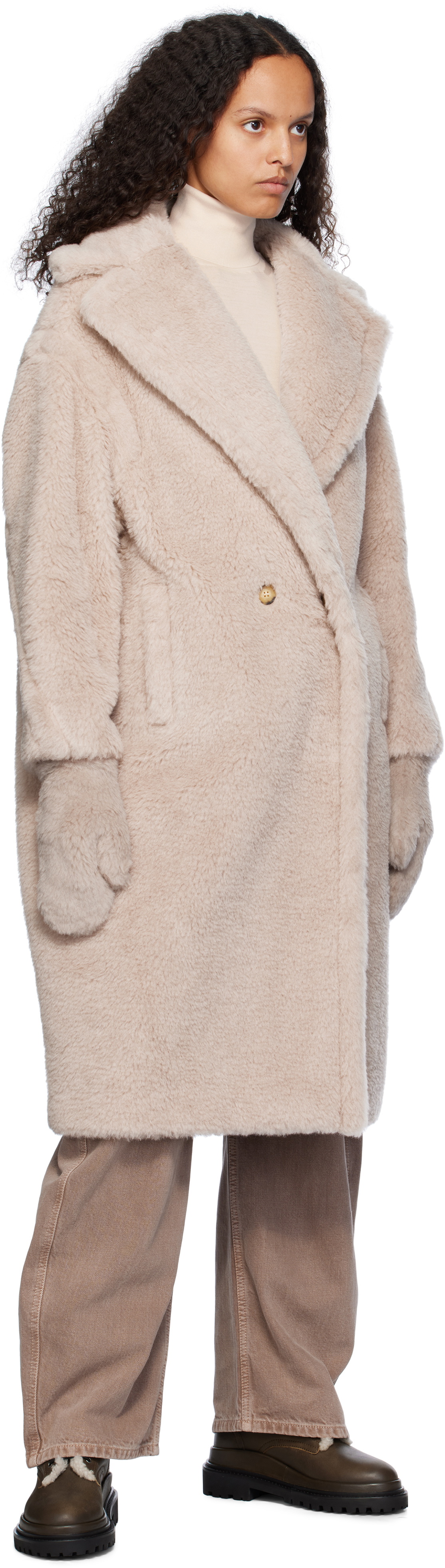 Max Mara Off-White Ombrato Mittens Max Mara Max Mara Off-White Ombrato Mittens Max Mara