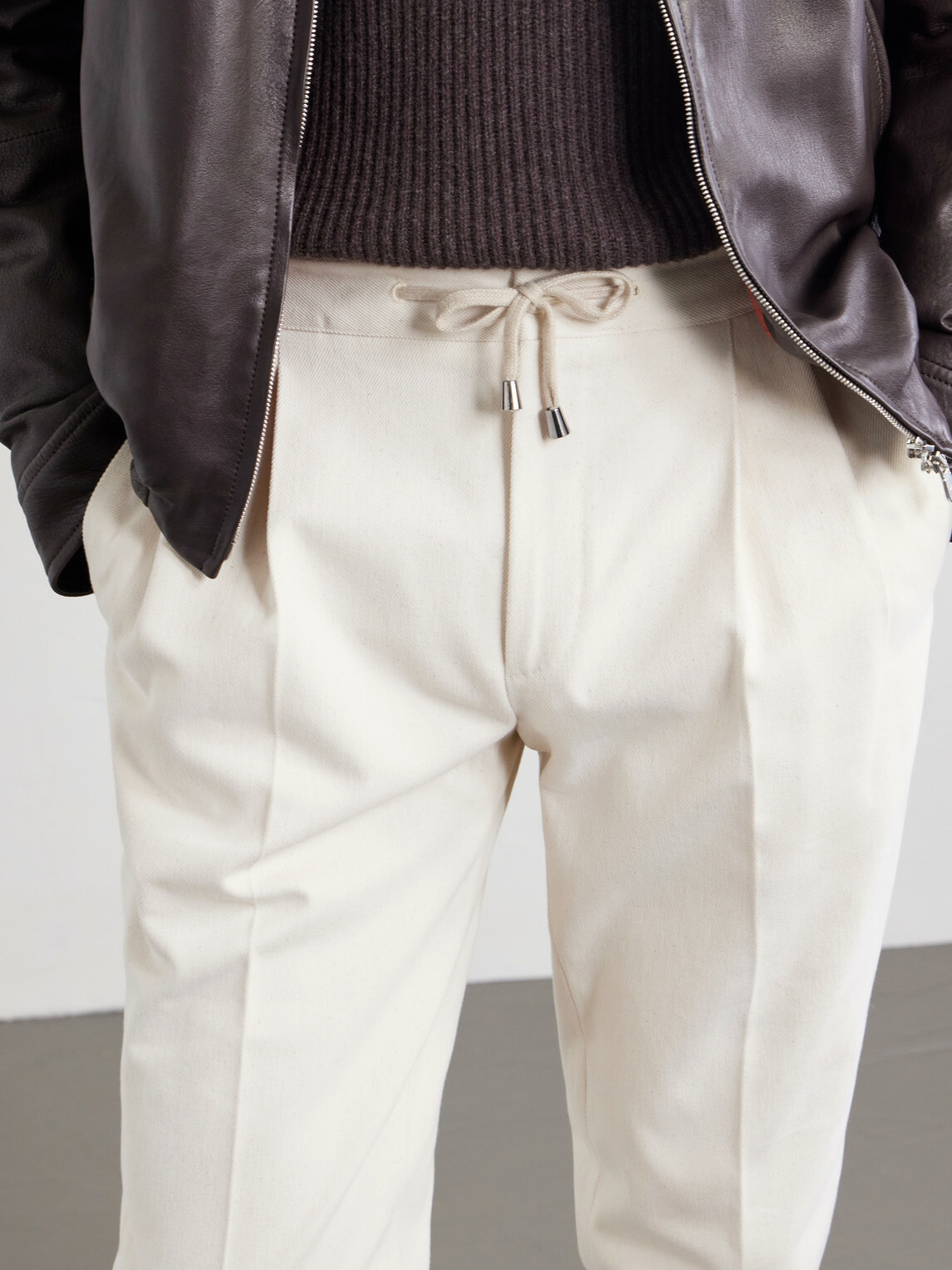 De Petrillo - Straight-Leg Pleated Cotton-Twill Trousers - Neutrals