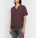 SAINT LAURENT - Camp-Collar Printed Crepe de Chine Shirt - Red