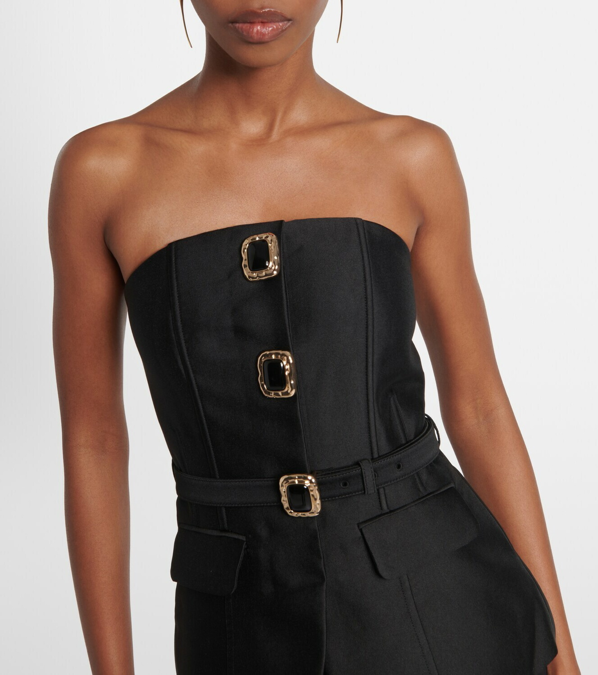 Self-Portrait Embellished strapless taffeta jumpsuit