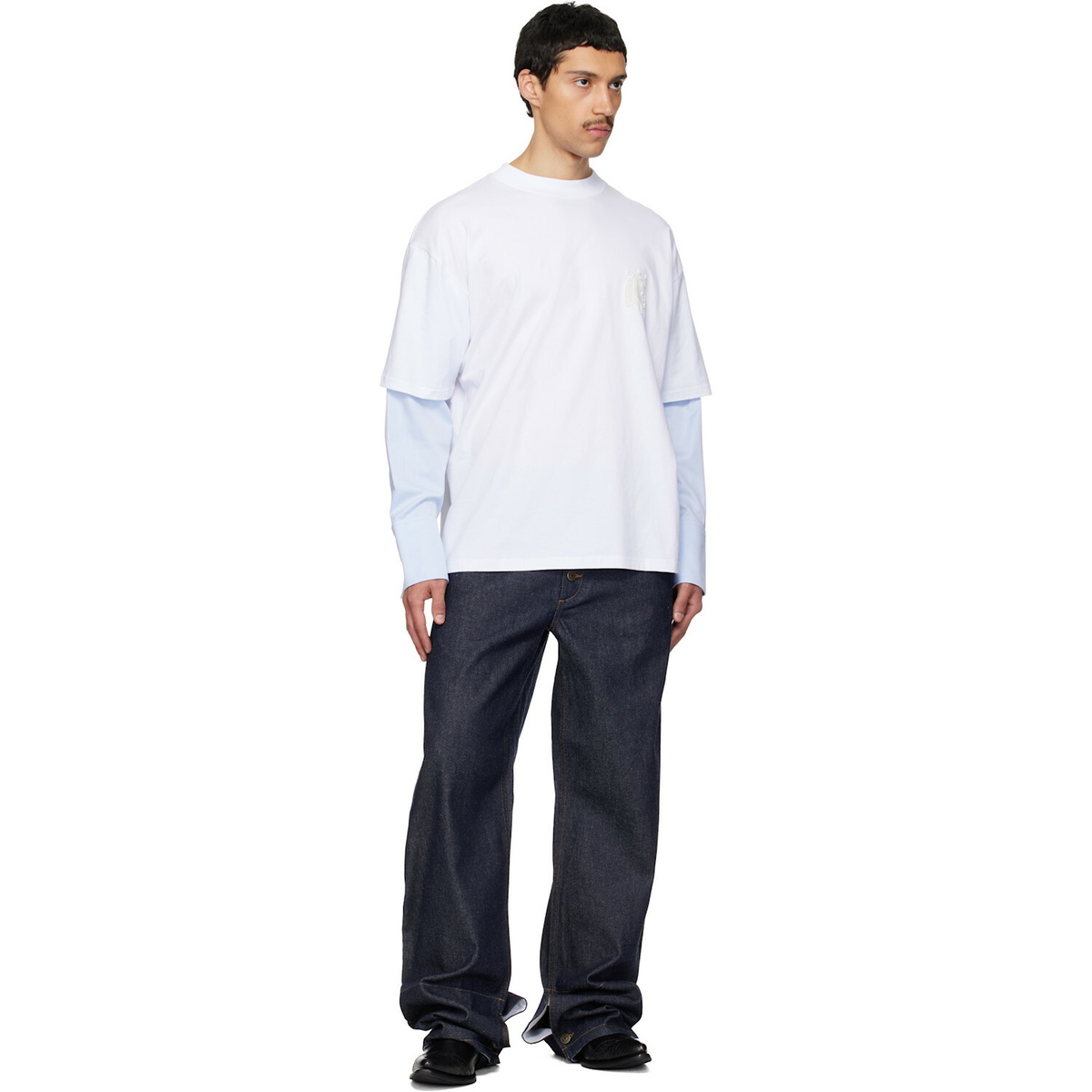 EGONlab White Sculpted Cotton Shirt T-shirt