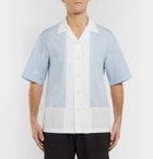 Barena - Camp-Collar Panelled Cotton-Poplin Shirt - Men - Blue