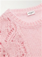 SAINT LAURENT - Cable-Knit Mohair, Cashmere and Silk-Blend Sweater - Pink