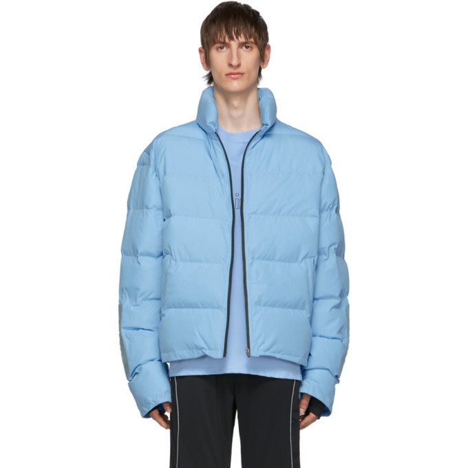 Photo: all in SSENSE Exclusive Blue Puffy Winter Jacket