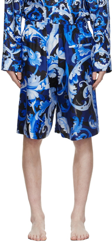 Photo: Versace Blue Baroccoflage Shorts