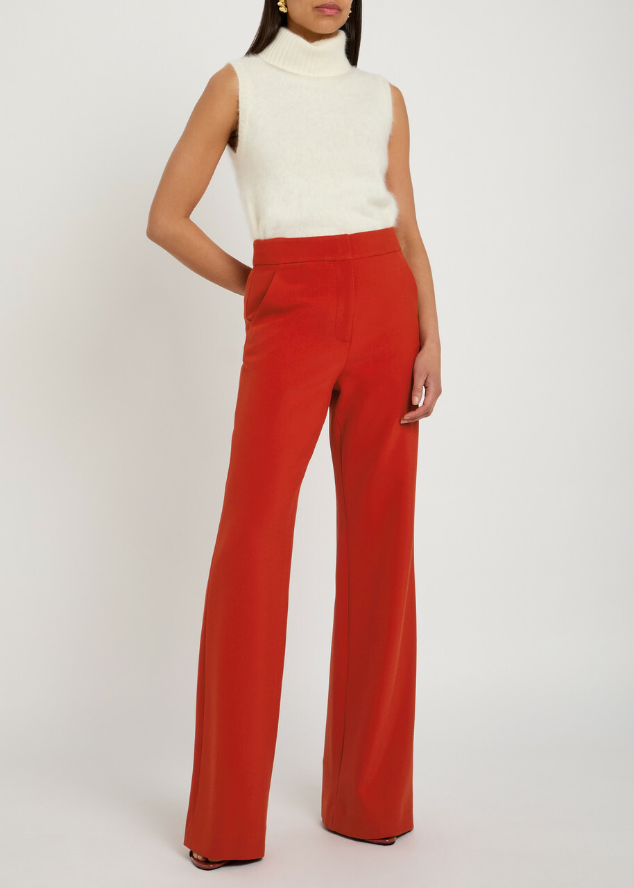 Veronica Beard Tonelli Wide-leg Jersey Trousers Red