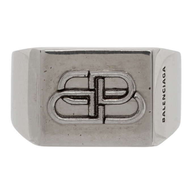 Photo: Balenciaga Silver BB Logo Ring