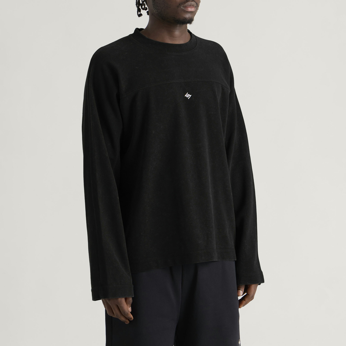 Represent 247 Men's Waffle Sweatshirt in Jet Black