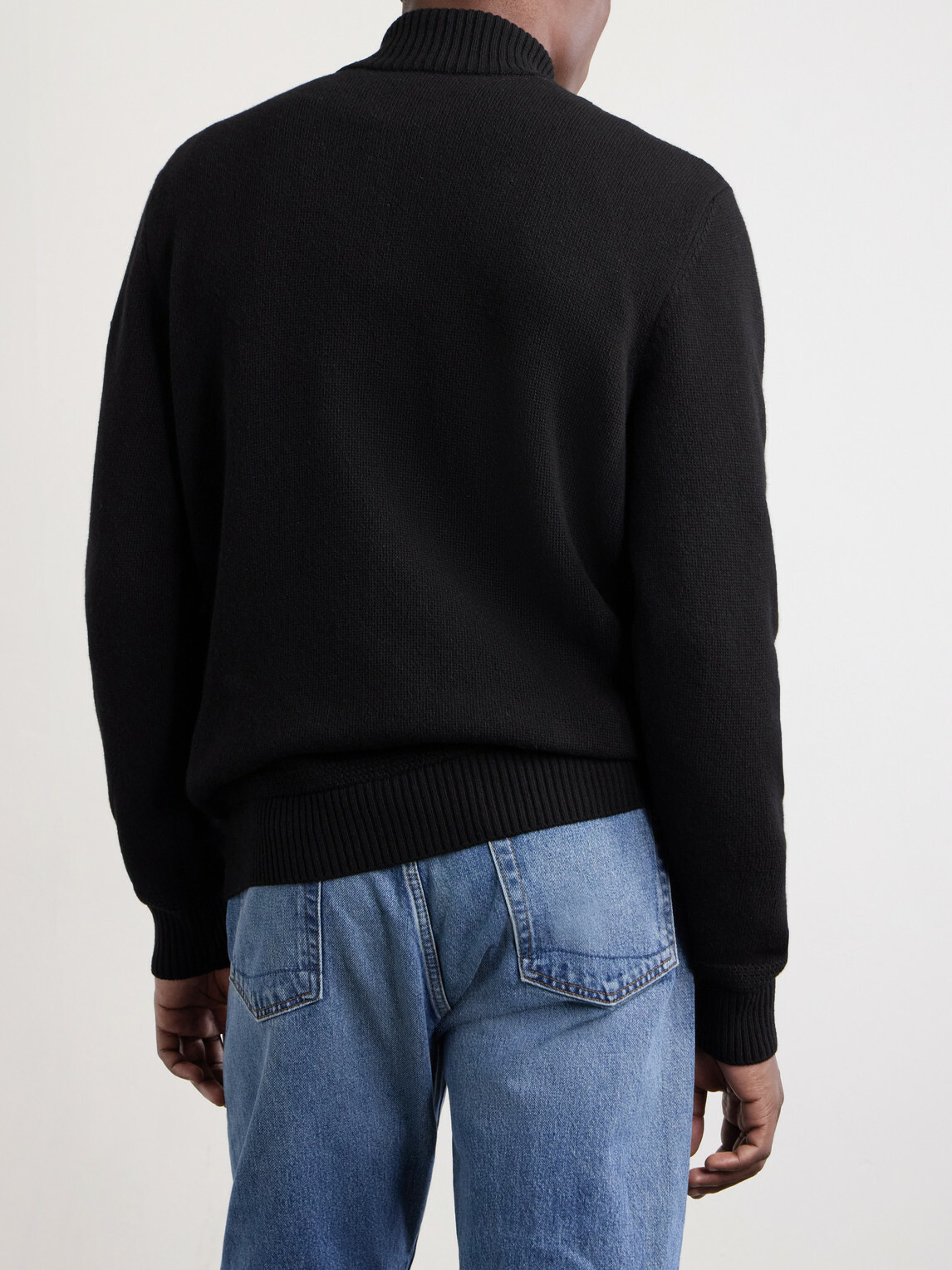 Moncler - Logo-Appliquéd Wool And Cashmere-Blend Half-Zip Sweater - Black