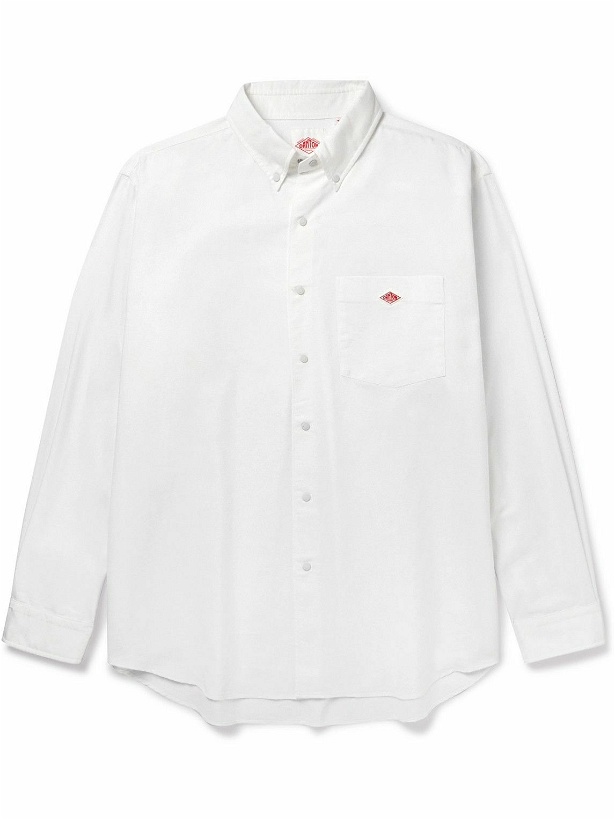Photo: Danton - Button-Down Collar Logo-Appliquéd Coolmax® Oxford Shirt - White