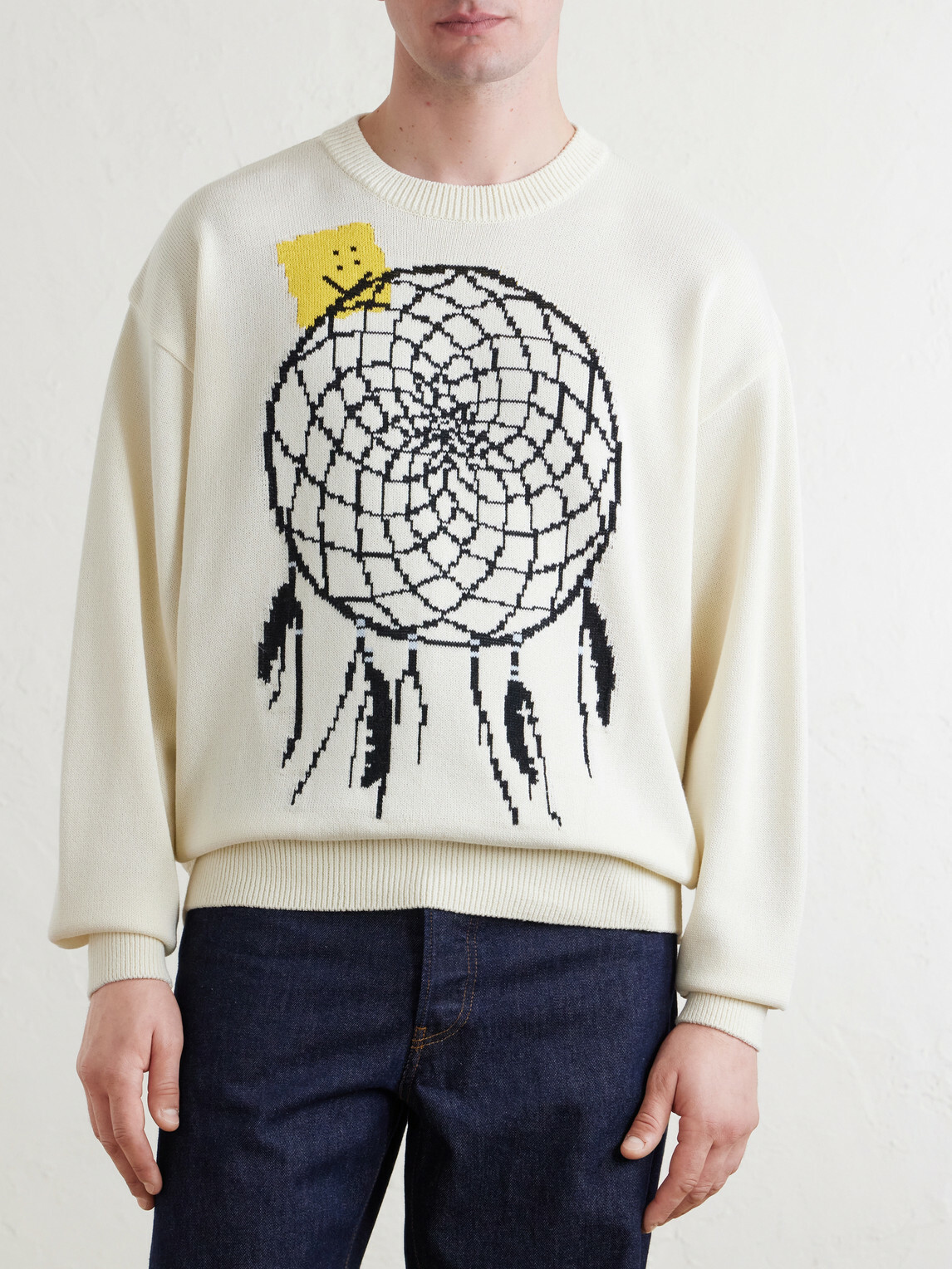 KAPITAL - Peckish Dream Catcher Intarsia Cotton-Blend Sweater - Neutrals