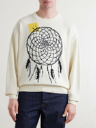 KAPITAL - Peckish Dream Catcher Intarsia Cotton-Blend Sweater - Neutrals