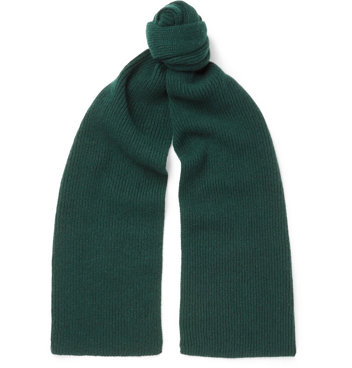 Photo: Anderson & Sheppard - Ribbed Cashmere Scarf - Green