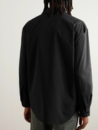 POST ARCHIVE FACTION - 6.0 Right Striped Seersucker Zip-Up Shirt - Black