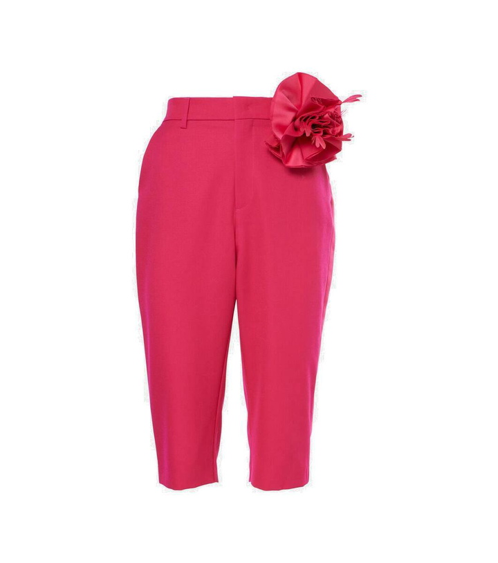 Photo: Area Floral-appliqué wool capri pants