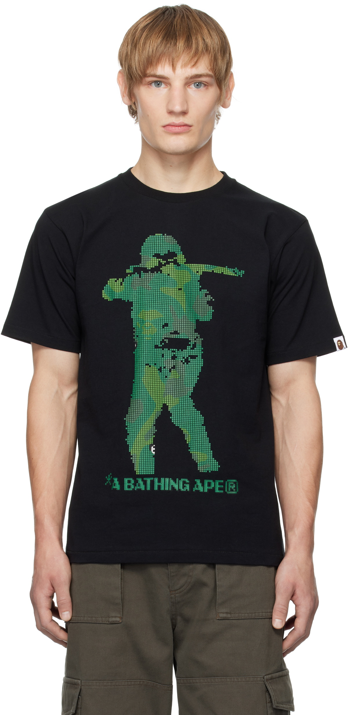 BAPE Black Bitmap Soldier T-shirt A Bathing Ape