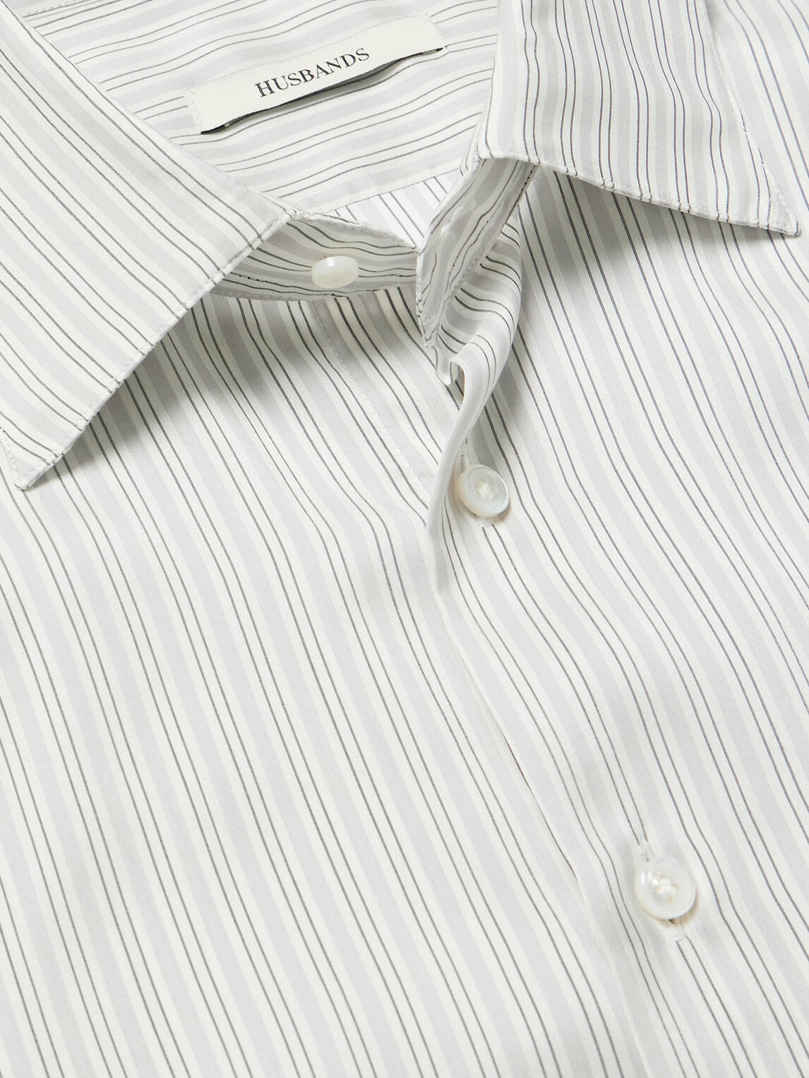Husbands - Slim-Fit Striped Silk-Poplin Shirt - White
