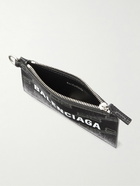 Balenciaga - Logo-Print Cross-Grain Leather Cardholder with Lanyard