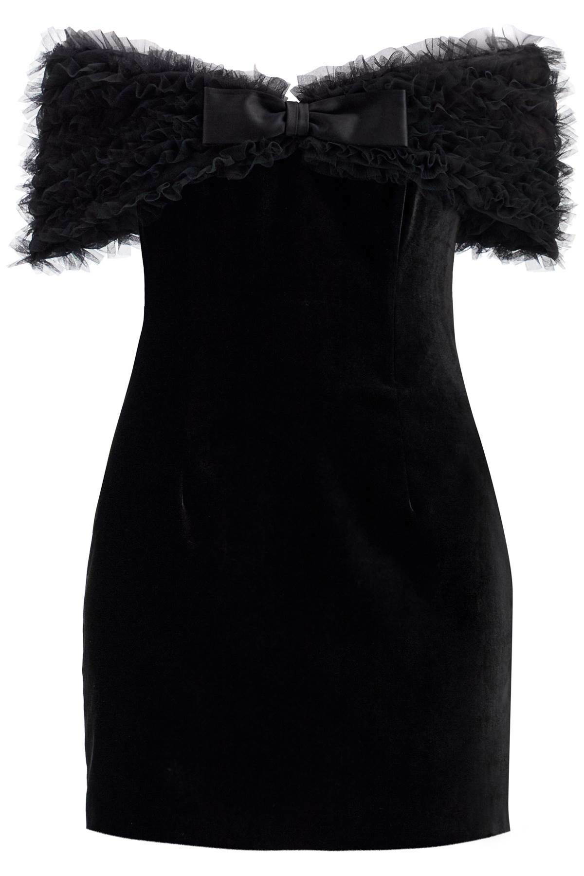 ワンピース ALESSANDRA RICH Velvet off the shoulder dress Black ALESSANDRA RICH Bow-embellished off-the-shoulder ruffled